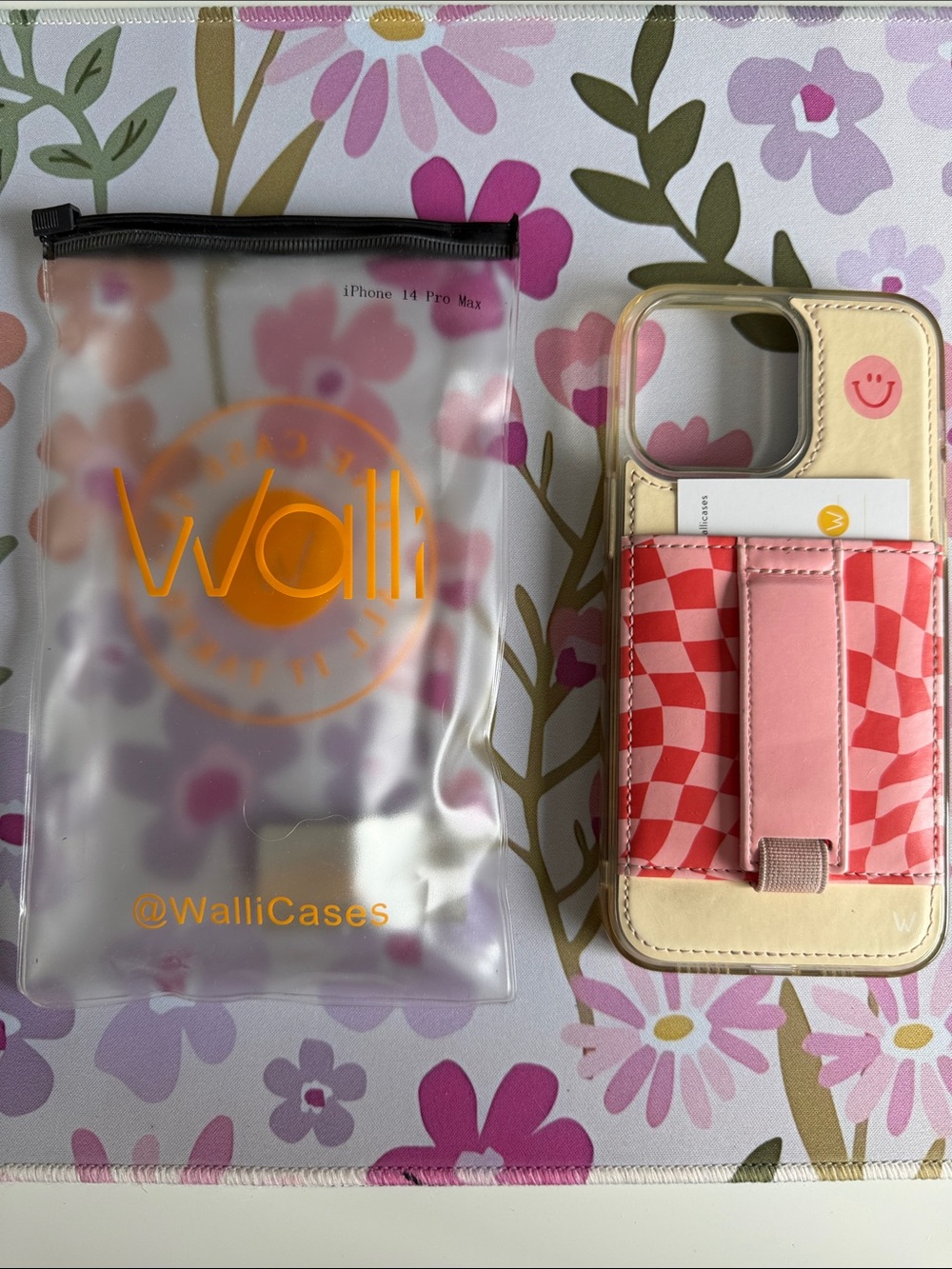 Wallis Pink & Cream Checkered Wallet Strap Phone Case